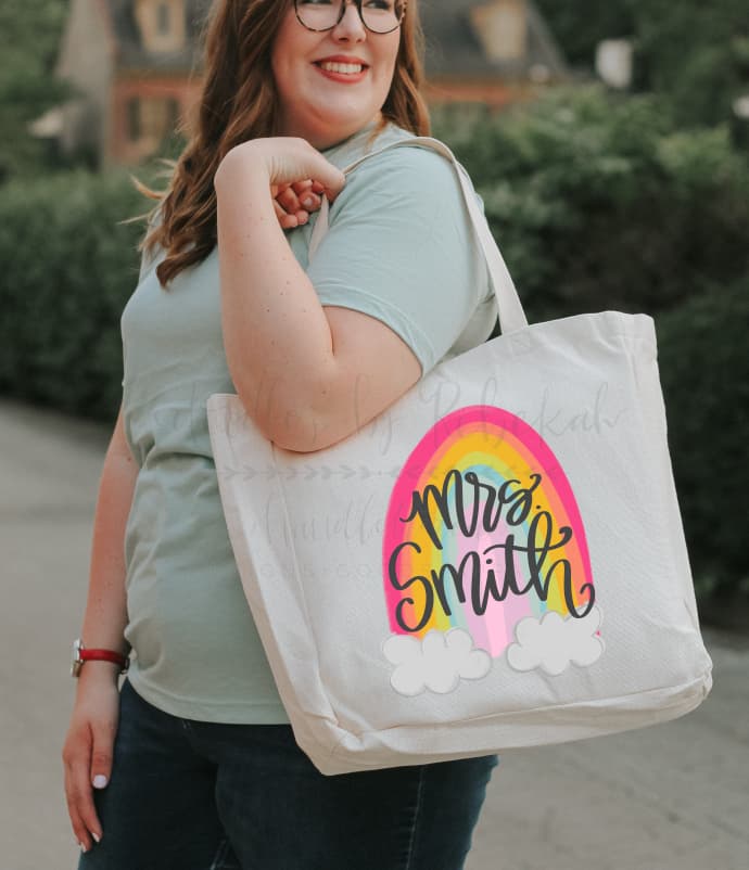 Rainbow Teacher Custom Name Tote - Tote