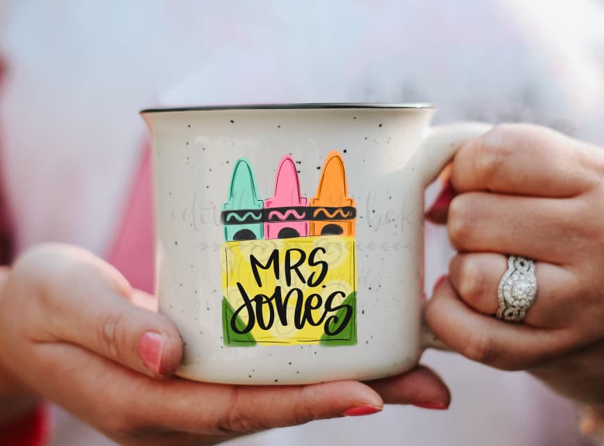 Teacher Crayons Custom Name Mug - Coffee Mug