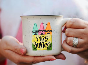Teacher Crayons Custom Name Mug - Coffee