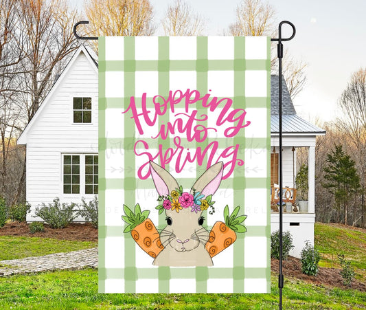 Hopping Into Spring Garden Flag - Garden Flag