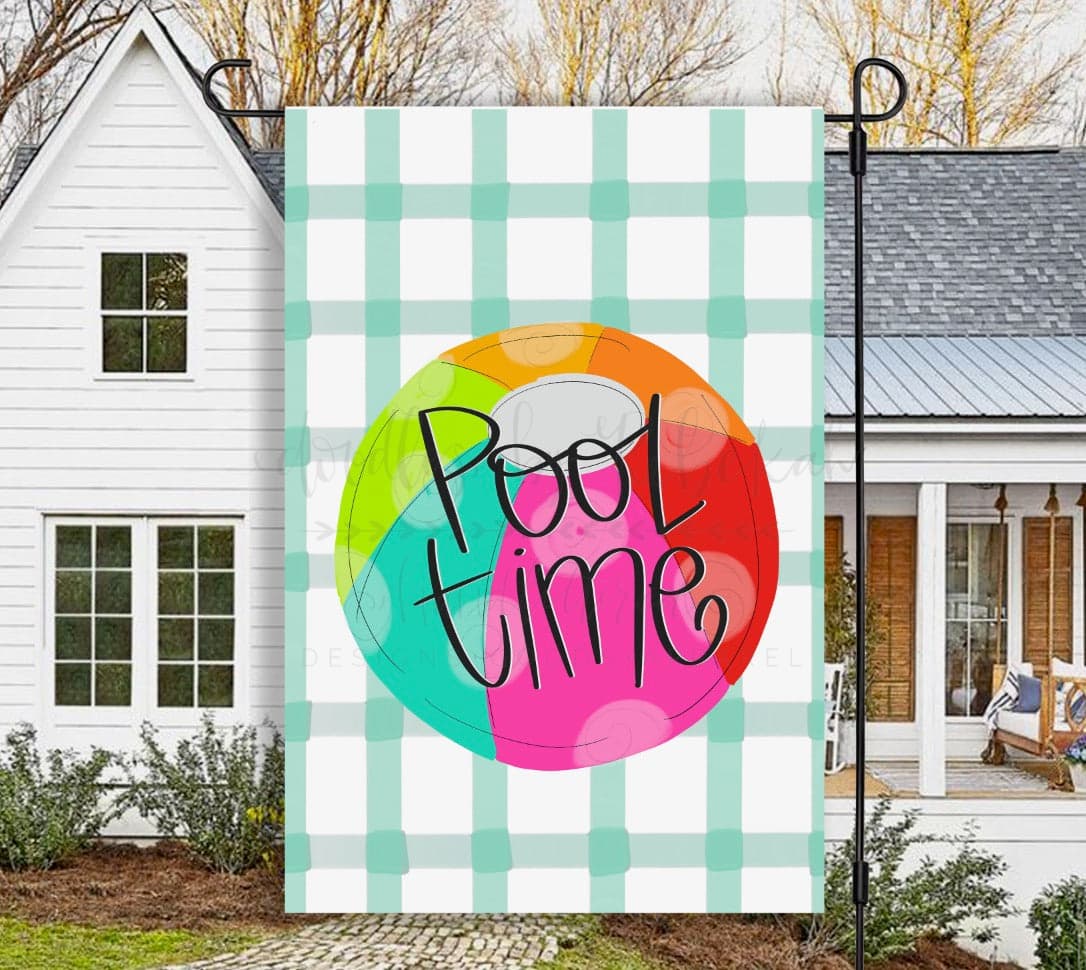 Pool Testing Flag Doodles by Rebekah - Pool Time Garden Flag