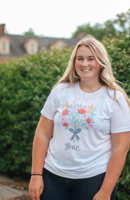 Grace Bouquet White Tee - Tees