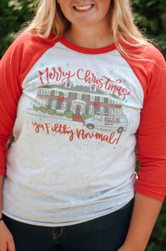 Merry Christmas Ya Filthy Animal! Raglan - Tees