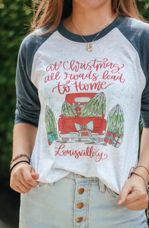 At Christmas All Roads Lead To Home Raglan - Tees