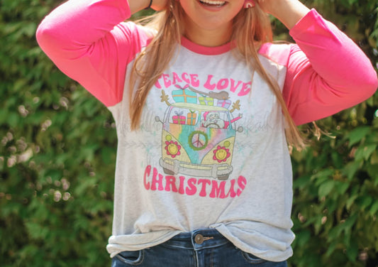 Peace Love Christmas Van Raglan - Tees