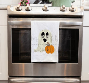 Ghost and Pumpkin Tea Towel - Tea Towels