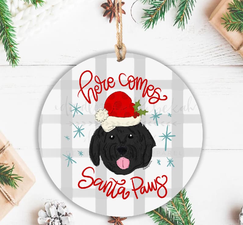 *Multiple Colors* Here Comes Santa Paws- Goldendoodle Ornament - Ornaments