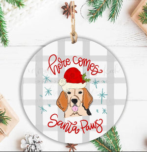 Here Comes Santa Paws-Beagle Ornament - Ornaments