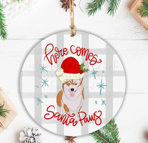 Here Comes Santa Paws-Corgi Ornament - Ornaments