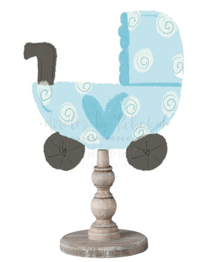 Blue Baby Carriage Doorhanger/Topper/Attachment - Door Hanger
