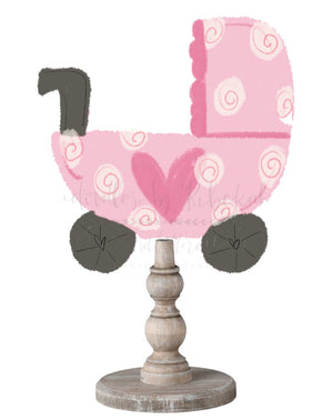Pink Baby Carriage Doorhanger/Topper/Attachment - Door Hanger