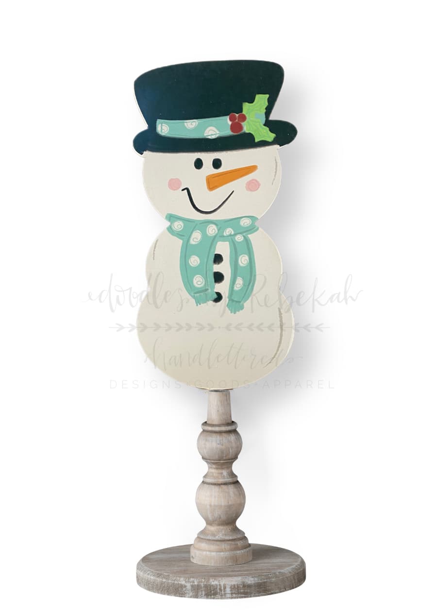 Teal Snowman Topper/Attachment - Door Hanger