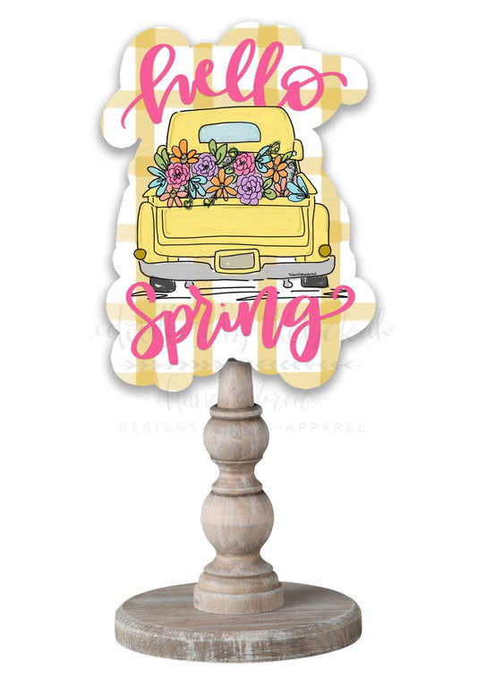 Hello Spring Yellow Truck Topper/Attachment - Topper