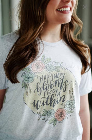 Happiness Blooms From Within Tee - XS / White Fleck Tee - Tees