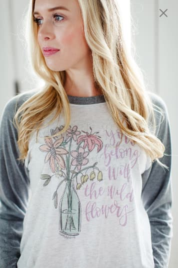 You Belong with the Wildflowers - XS / Gray Sleeve Raglan - Tees