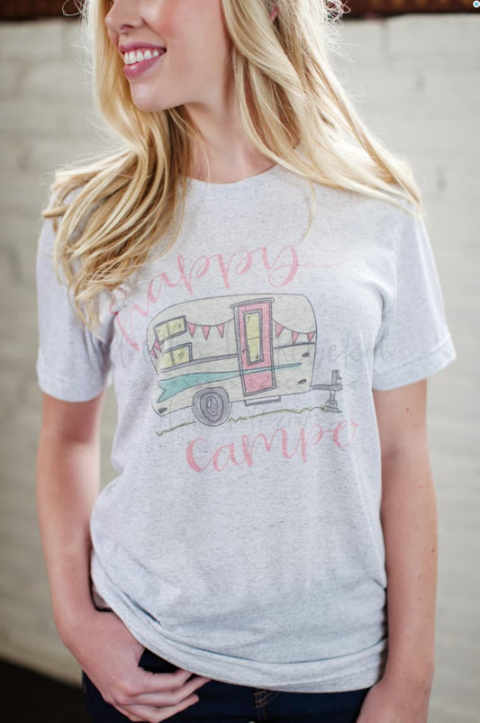 Happy Camper Tee - XS / White Fleck Tee - Tees