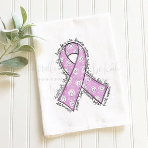 Cancer Awareness Ribbon Tea Towels - Lavender Ribbon - Tea Towels