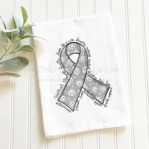 Cancer Awareness Ribbon Tea Towels - Gray Ribbon - Tea Towels