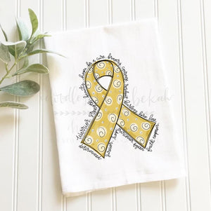 Cancer Awareness Ribbon Tea Towels - Gold/Yellow Ribbon - Tea Towels