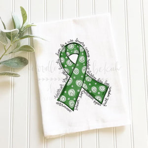 Cancer Awareness Ribbon Tea Towels - Emerald/Kelly Green Ribbon - Tea Towels