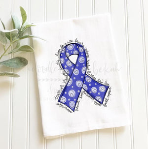 Cancer Awareness Ribbon Tea Towels - Blue Ribbon - Tea Towels