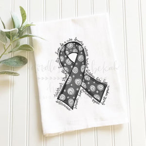 Cancer Awareness Ribbon Tea Towels - Black Ribbon - Tea Towels