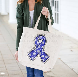 Cancer Awareness Ribbon Totes - Blue Ribbon - Totes