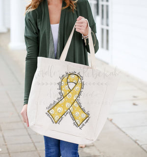 Cancer Awareness Ribbon Totes - Gold/Yellow Ribbon - Totes