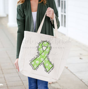 Cancer Awareness Ribbon Totes - Lime Green Ribbon - Totes