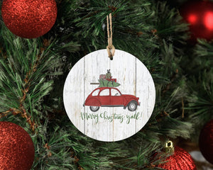 Merry Christmas Y’all! Car Ornament - Ornaments