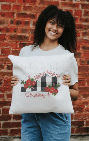 Merry Kentucky Christmas (Black) Square Pillow - Pillow