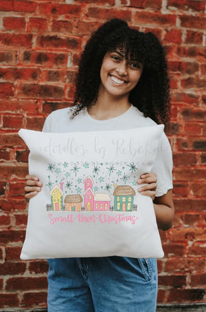 Small Town Christmas Square Pillow - Pillow