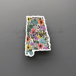 Alabama Floral Home Sticker - Sticker