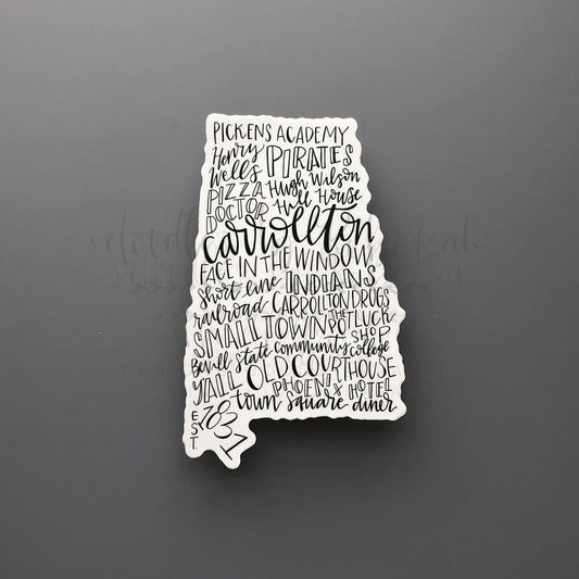 Carrollton AL Word Art Sticker - Sticker