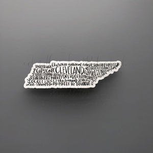 Cleveland TN Word Art Sticker - Sticker