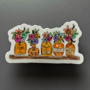 Floral Bourbon Bottles Sticker - Sticker