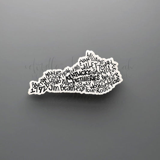 Kentucky Distilleries Word Art Sticker - Sticker