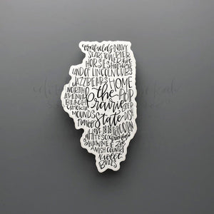 Illinois Word Art Sticker - Sticker