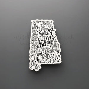 Alabama Word Art Sticker - Black / Large