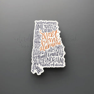 Alabama Word Art Sticker - Orange / Small - Sticker
